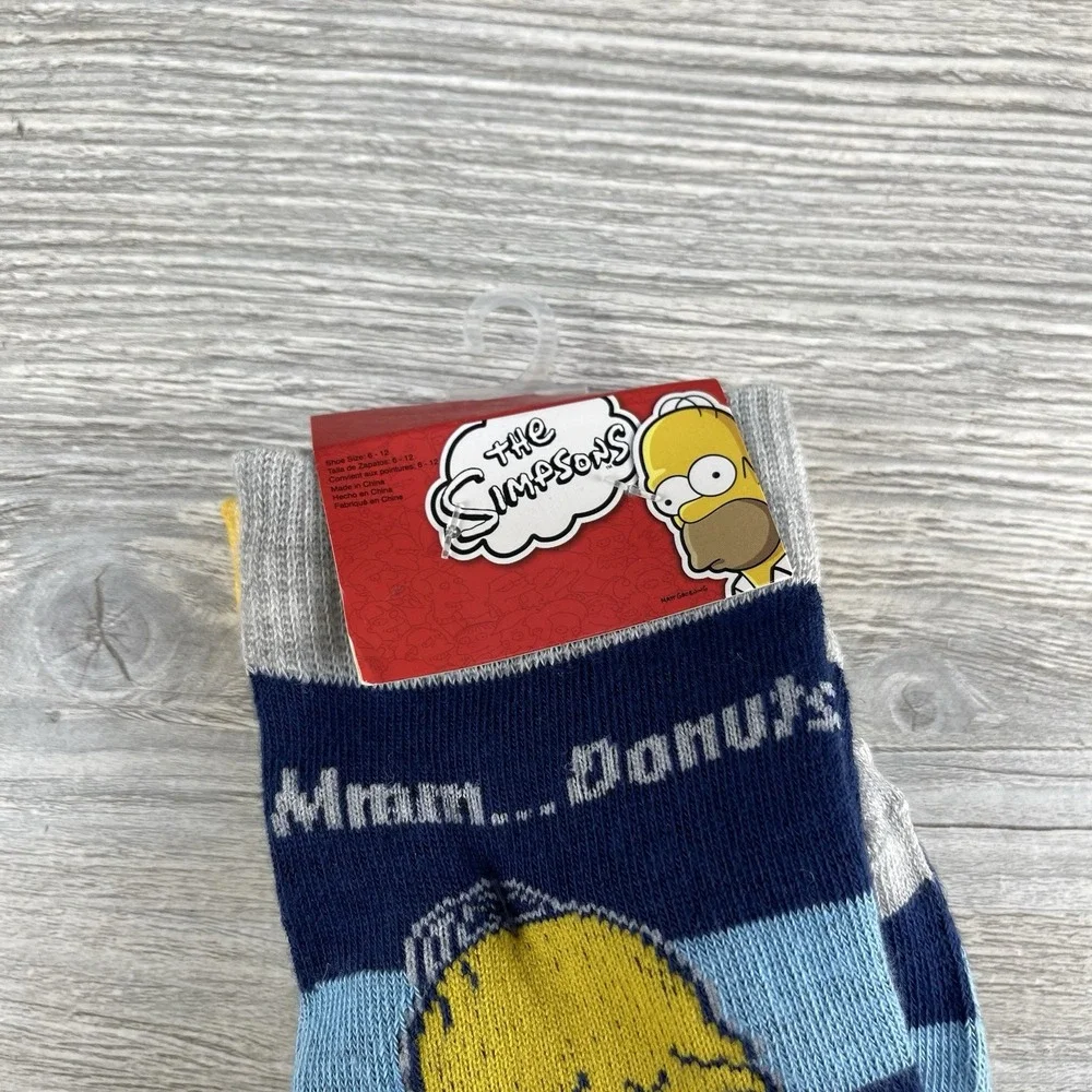 The Simpsons 2 Pairs Socks Homer Simpson Shoe Size 6 -12 Mens Womens 90s Cartoon